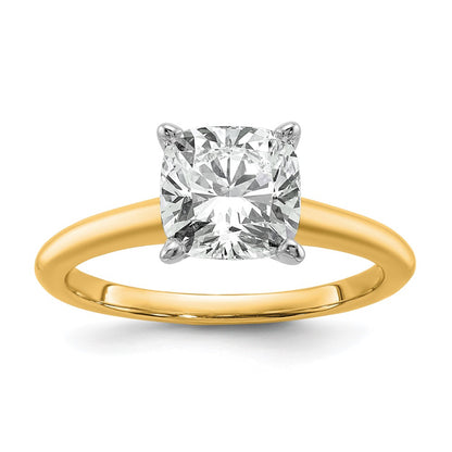 14K Two-Tone Gold Two-tone 2 1/2 carat Certified Lab Grown Diamond VS+ F+ Cushion Complete Solitaire Engagement Ring