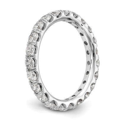 14K White Gold Polished Size 7 U-Shared Prong 2 carat Diamond Complete Eternity Wedding Band Ring