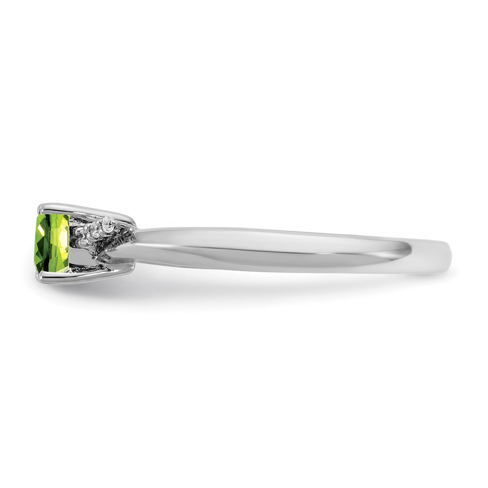 14K White Gold Polished Diamond and Peridot Fashion Ring