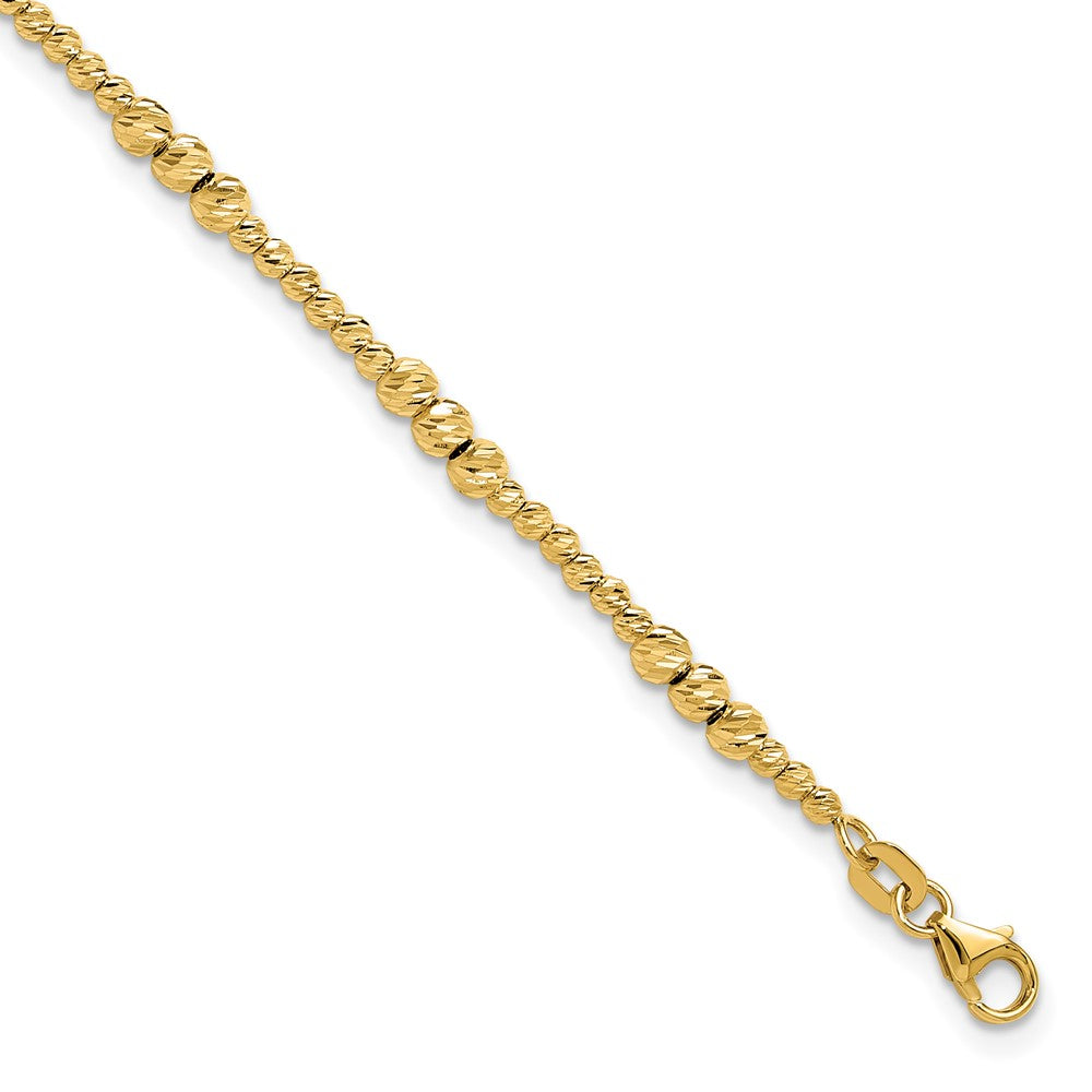 14K Yellow Gold Diamond-cut Beaded 7.5 Inch Bracelet