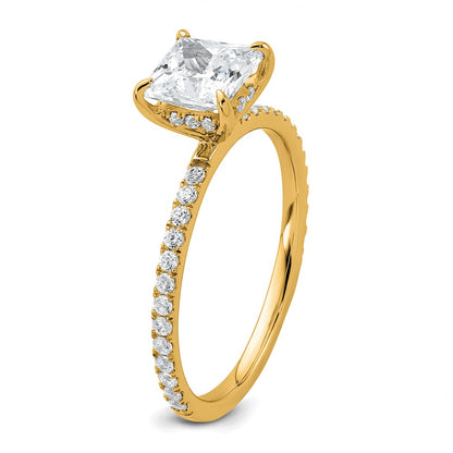 14K Yellow Gold 1 3/8 carat Certified Lab Grown Diamond VS/SI+ G+ Princess Complete Solitaire with Flair Engagement Ring