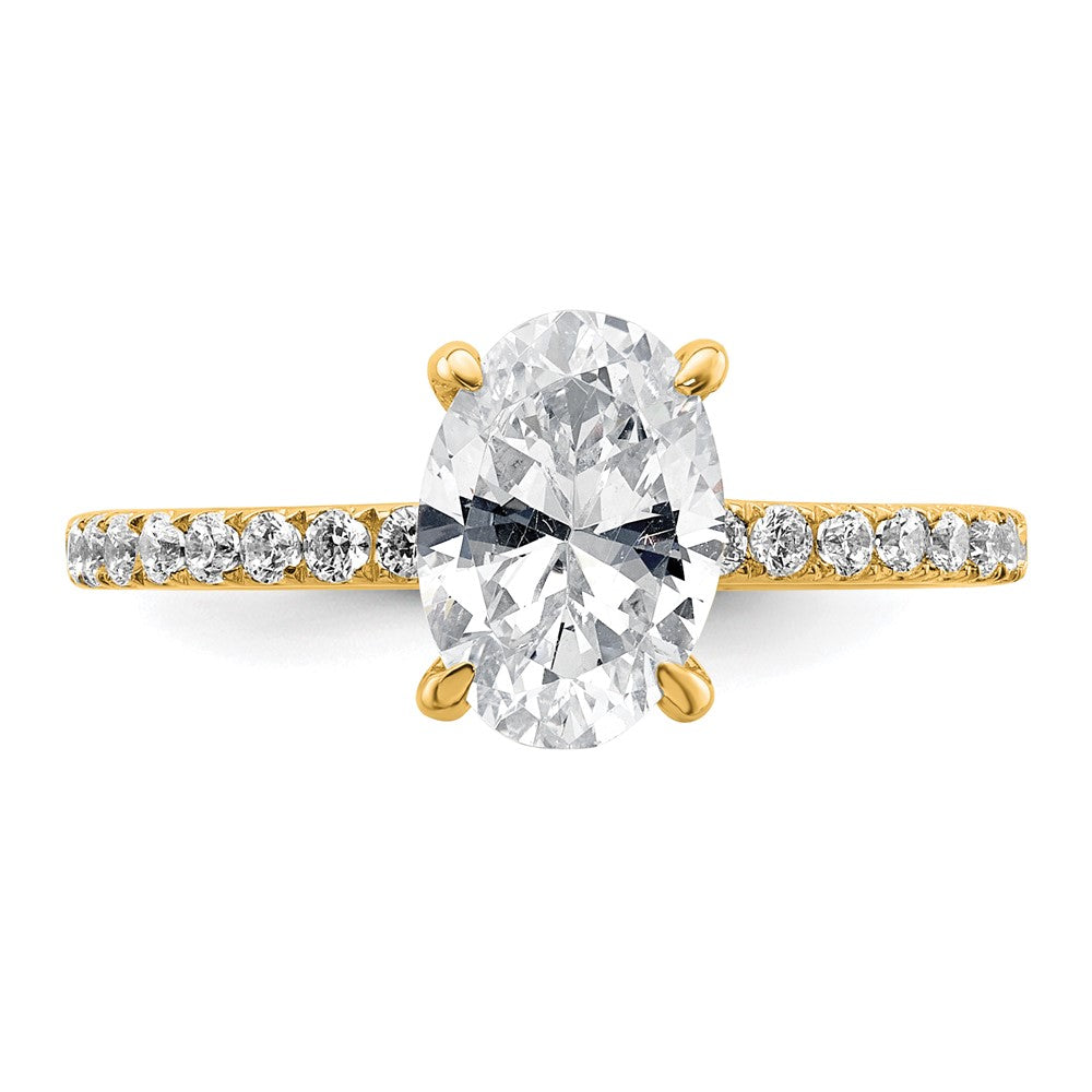 14K Yellow Gold 1 7/8 carat Certified Lab Grown Diamond VS+ F+ Oval Complete Solitaire with Flair Engagement Ring