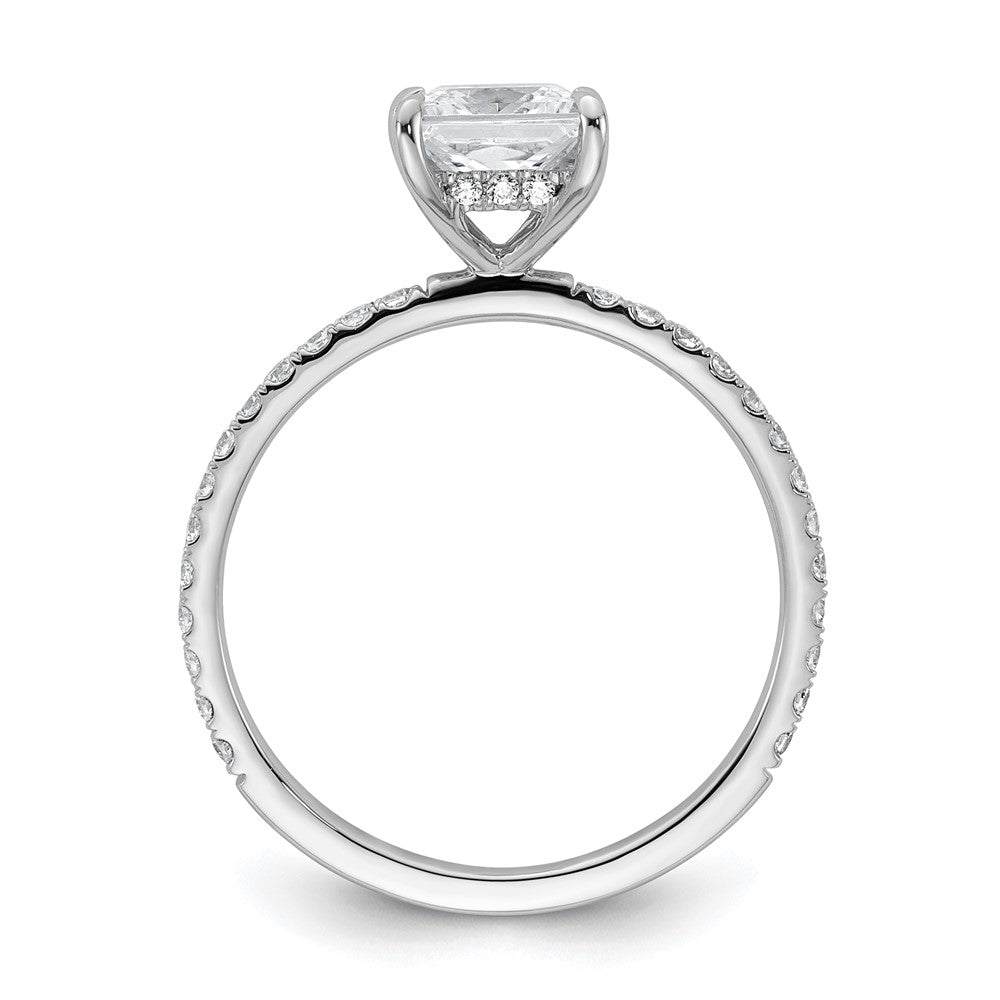 14K White Gold 1 3/8 carat Certified Lab Grown Diamond VS/SI+ G+ Princess Complete Solitaire with Flair Engagement Ring
