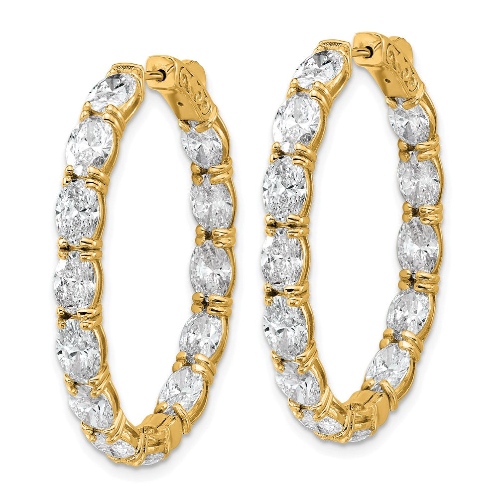 14K Yellow Gold 8 5/8 carat Lab Grown Diamond VS+ F+ Oval and Round Complete In and Out Hoop Earrings