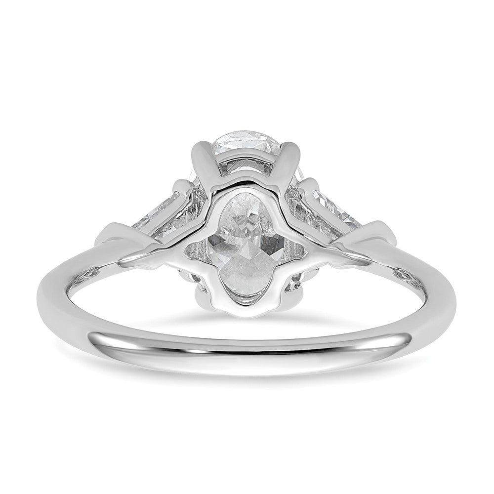 14K White Gold 2 carat Certified Lab Grown Diamond VS/SI+ G+ Complete Oval and Trillion Three Stone Engagement Ring