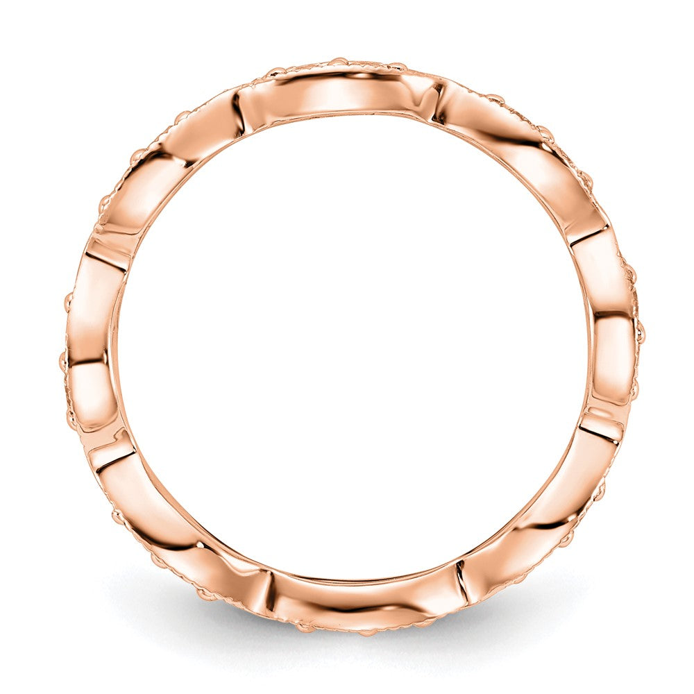 14K Rose Gold Polished Size 7 Vintage Pave 1/2 carat Diamond Complete Eternity Wedding Band Ring