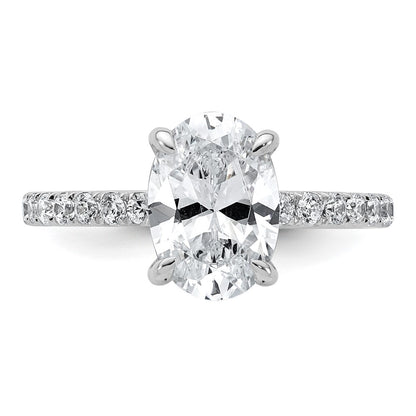 14K White Gold 2 5/8 carat Certified Lab Grown Diamond VS+ F+ Oval Complete Solitaire with Flair Engagement Ring