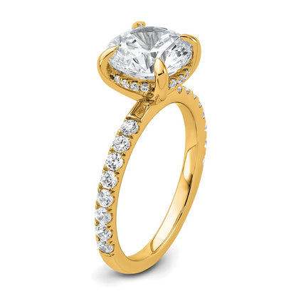 14K Yellow Gold 3 1/2 carat Certified Lab Grown Diamond VS/SI+ G+ Round Complete Solitaire with Flair Engagement Ring