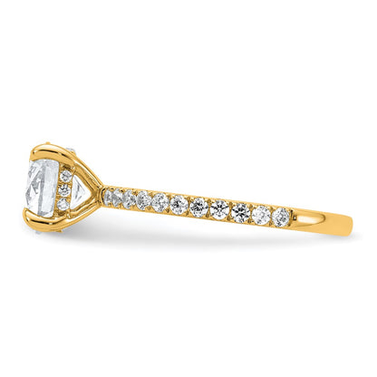 14K Yellow Gold 2 carat Certified Lab Grown Diamond VS/SI+ G+ Round Complete Solitaire with Flair Engagement Ring