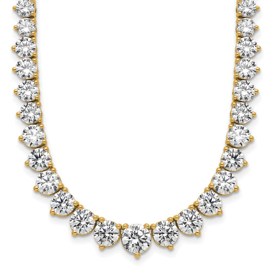14K Yellow Gold 26 3/4 carat Certified Lab Grown Diamond VS+ F+ Complete Round 18 Inch Graduated Tennis Necklace