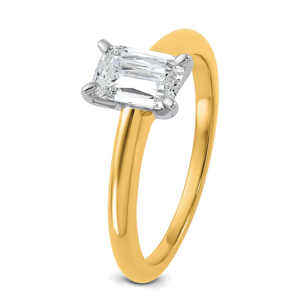 14K Two-Tone Gold Two-tone 1 carat VS+ F+ Lab Grown Diamond Ketan Cut Long Cushion Solitaire Engagement Ring