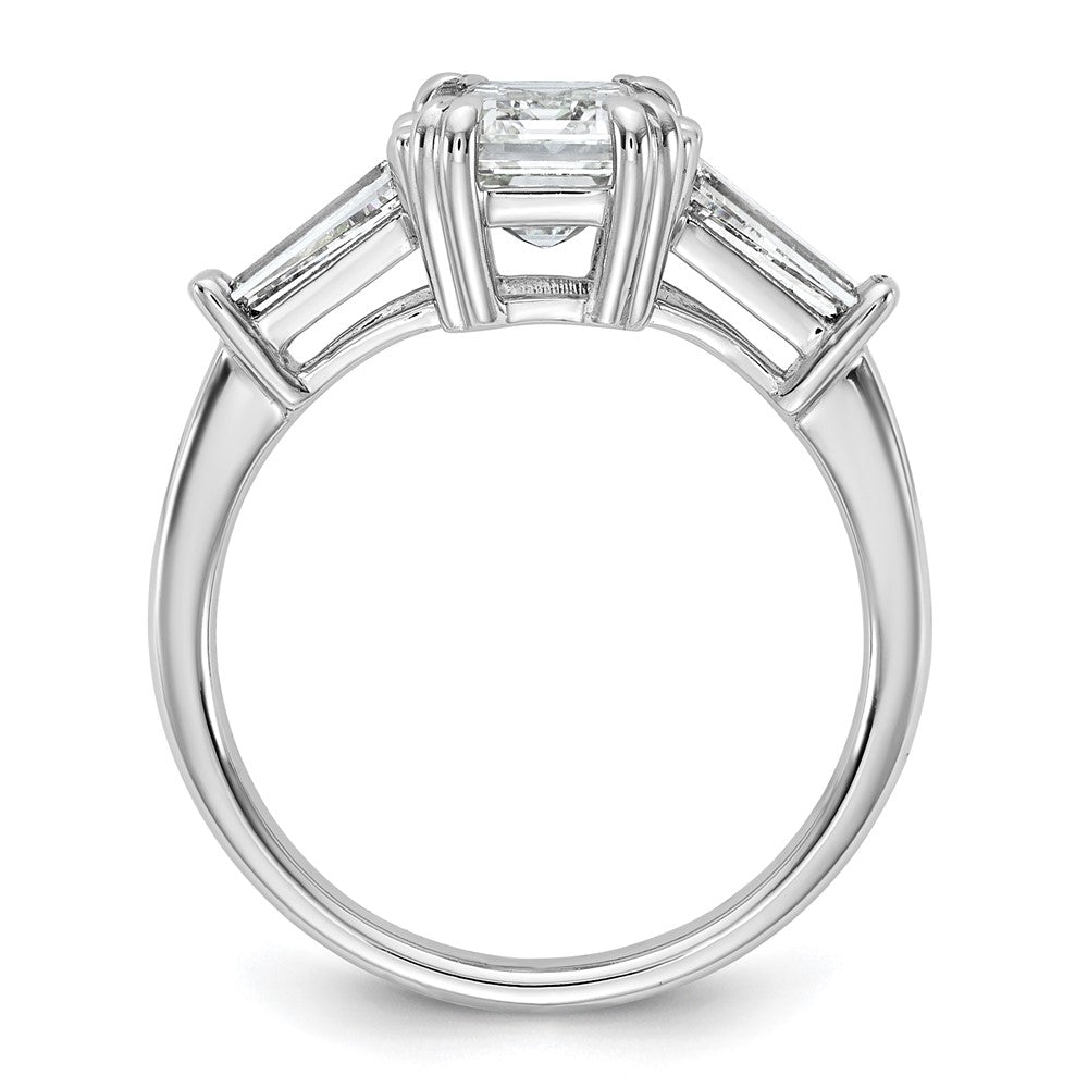 14K White Gold 1 3/4 carat Lab Grown Diamond VS+ F+ Complete Emerald and Tapered Baguette Engagement Ring