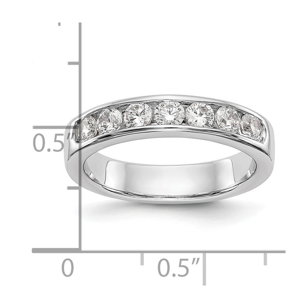 10K White Gold 7-Stone Diamond Channel Wedding Band Ring