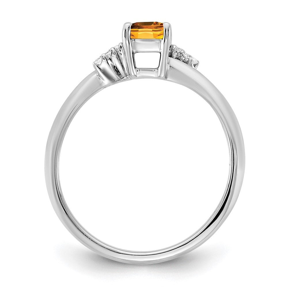 14K White Gold Polished Diamond and Citrine Fashion Ring