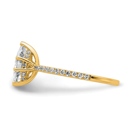 14K Yellow Gold 1 3/8 carat Certified Lab Grown Diamond VS+ F+ Marquise Complete Solitaire with Flair Engagement Ring