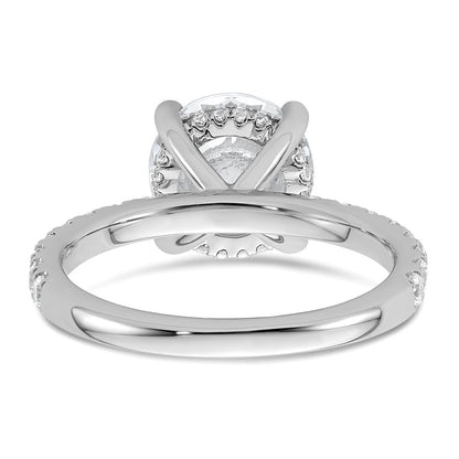 14K White Gold 3 1/2 carat Certified Lab Grown Diamond VS/SI+ G+ Round Complete Solitaire with Flair Engagement Ring