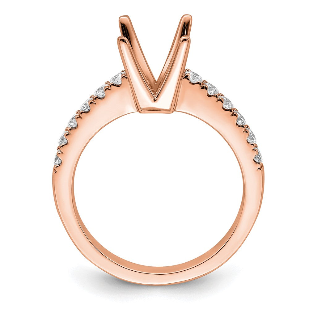 True Origin 14K Rose Gold 3/8 carat Lab Grown Diamond VS+ F+ Semi-Mount Princess Engagement Ring