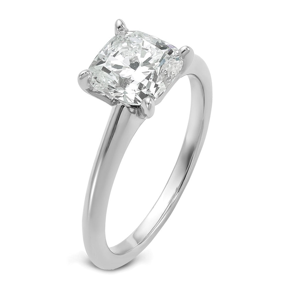 14K White Gold 2 1/2 carat Certified Lab Grown Diamond VS+ F+ Cushion Complete Solitaire Engagement Ring