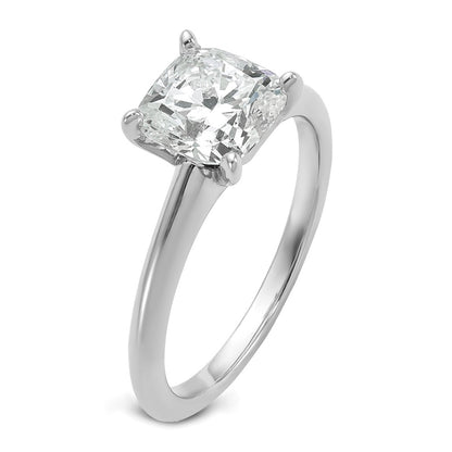 14K White Gold 2 1/2 carat Certified Lab Grown Diamond VS+ F+ Cushion Complete Solitaire Engagement Ring