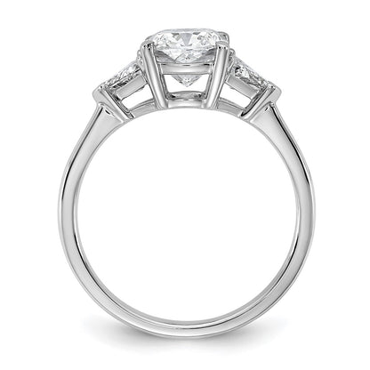 14K White Gold 1/2 carat Lab Grown Diamond VS/SI+ G+ Triangle 1 1/2 carat Cushion Center Semi Mount Three Stone Engagement Ring