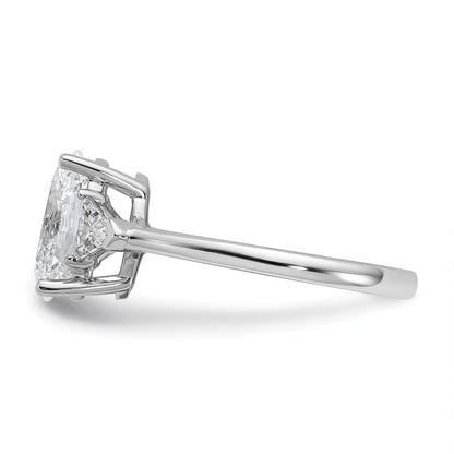 14K White Gold 2 1/2 carat Certified Lab Grown Diamond VS/SI+ G+ Complete Oval and Trillion Three Stone Engagement Ring