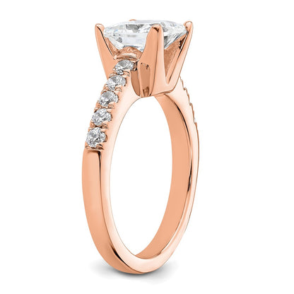 True Origin 14K Rose Gold 3/8 carat Lab Grown Diamond VS+ F+ Semi-Mount Princess Engagement Ring