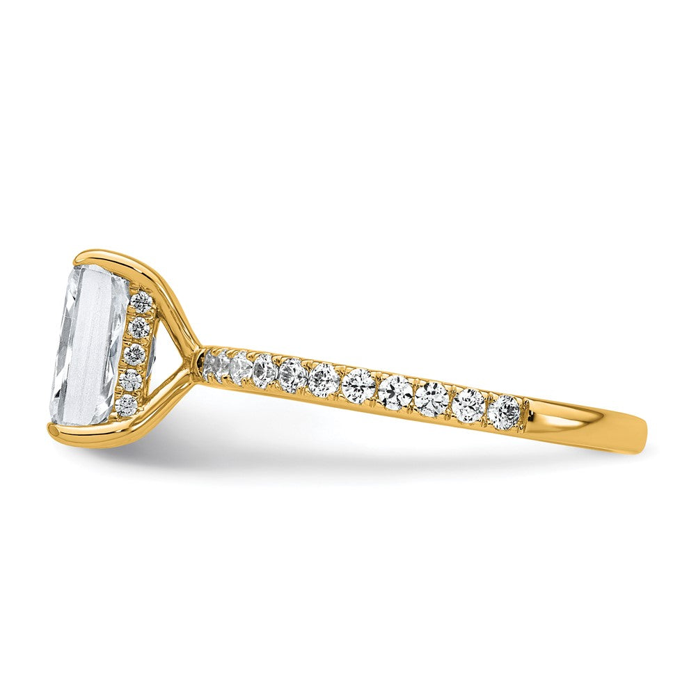 14K Yellow Gold 2 carat Certified Lab Grown Diamond VS/SI+ G+ Radiant Complete Solitaire with Flair Engagement Ring