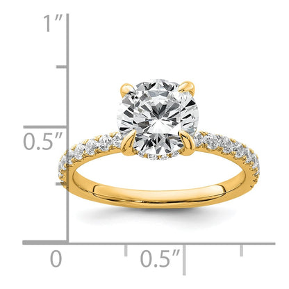 14K Yellow Gold 2 3/8 carat Certified Lab Grown Diamond VS+ F+ Round Complete Solitaire with Flair Engagement Ring