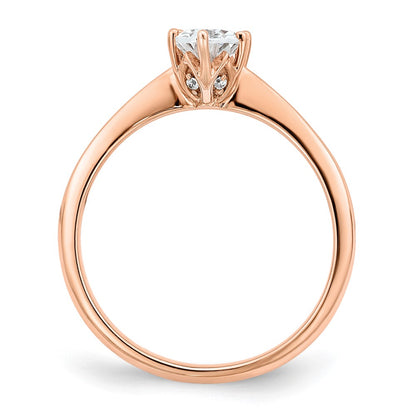 14K Rose Gold (Holds 3/4 carat (6.7x5mm) Oval) 6-Prong with .02 carat Diamond Leaf Design Semi-Mount Engagement Ring