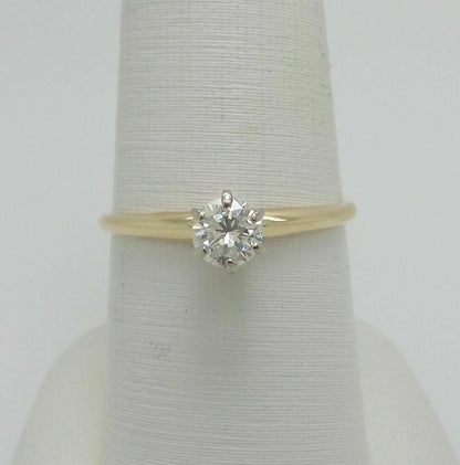 1/2CT Round Diamond Solitaire Engagement Wedding Ring 14K Yellow Gold