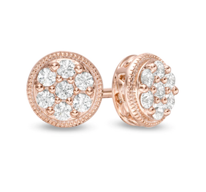 1/4 CT. T.W. Composite Diamond Vintage-Style Stud Earrings in 14K Rose Gold