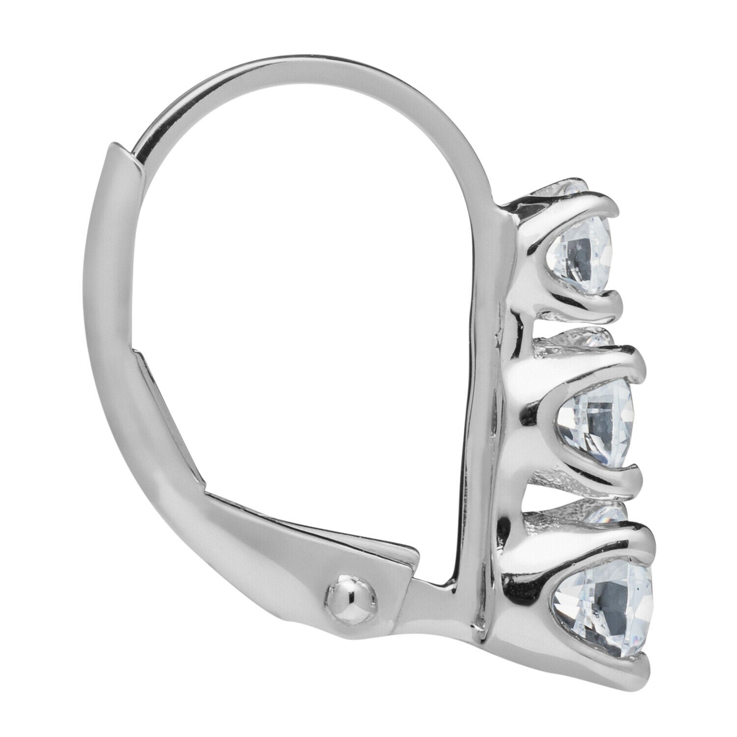 1.0ct 3 Stone Genuine Diamond Earrings 14K White Gold