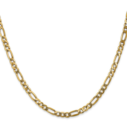 18 Inch 14K Yellow Gold 4mm Flat Figaro Chain Necklace