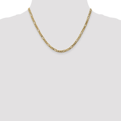 18 Inch 14K Yellow Gold 4mm Flat Figaro Chain Necklace