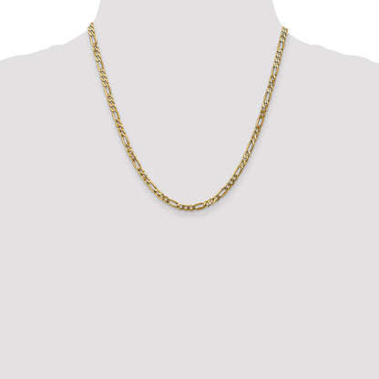 2 Inch 14K Yellow Gold 4mm Flat Figaro Chain Necklace