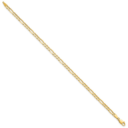 7 Inch 14K Yellow Gold 4mm Flat Figaro Chain Bracelet