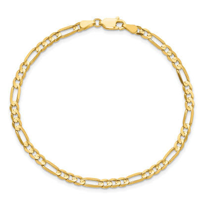 8 Inch 14K Yellow Gold 4mm Flat Figaro Chain Bracelet
