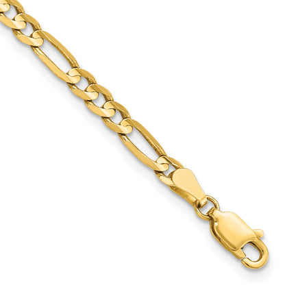 8 Inch 14K Yellow Gold 4mm Flat Figaro Chain Bracelet