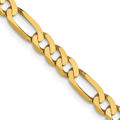 18 Inch 14K Yellow Gold 4mm Flat Figaro Chain Necklace