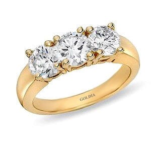 2 ct. Round Cut Diamond Yellow Gold Three-stone Engagement Ring