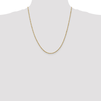 22 Inch 14K 1.6mm Singapore Chain Necklace