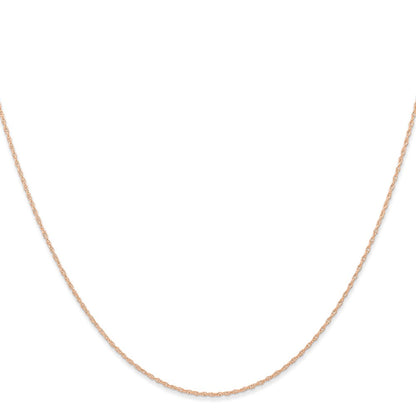 14K Rose Gold 16 Inch Carded .6mm Cable Rope With Spring Ring Clasp Chain Necklace