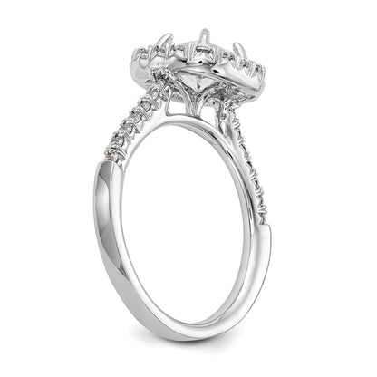 14K White Gold Halo (Holds 1.25 carat (6mm) Asscher-cut Center) 1/2 carat Diamond Semi-mount Engagement Ring