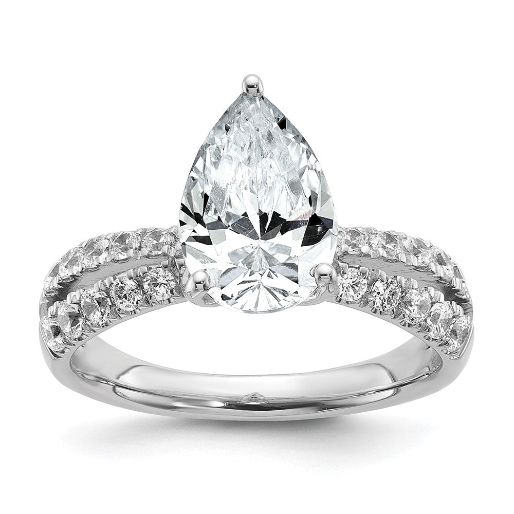 True Origin 14K White Gold 2 5/8 carat Lab Grown Diamond VS+ F+ Complete Pear Engagement Ring