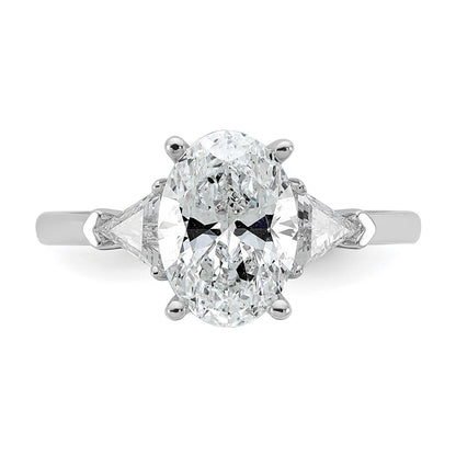 14K White Gold 2 1/2 carat Certified Lab Grown Diamond VS+ F+ Complete Oval and Trillion Three Stone Engagement Ring