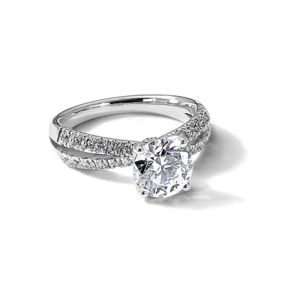 True Origin 14K White Gold 2 5/8 carat Lab Grown Diamond VS+ F+ Complete Round Engagement Ring