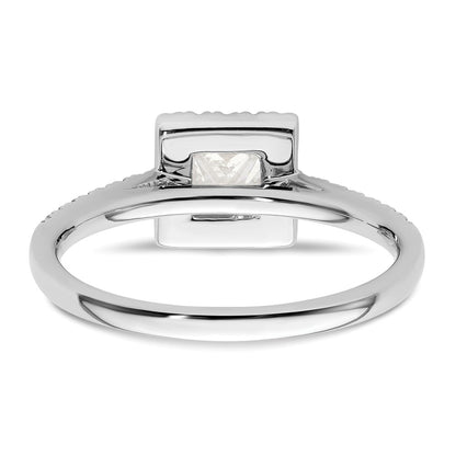 14K White Gold Halo Plus (Holds 1/2 carat (4.5mm) Princess Center) 1/3 carat Diamond Semi-Mount Engagement Ring