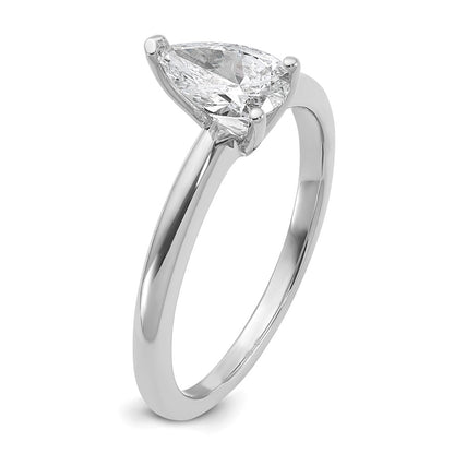 14K White Gold 3/4 carat Lab Grown Diamond VS+ F+ Pear Solitaire Complete Engagement Ring