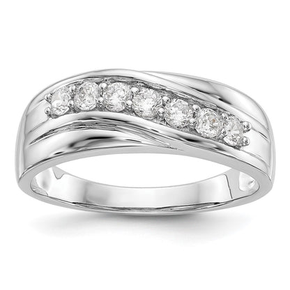 IBGoodman 14K White Gold 1/2 carat Lab Grown Diamond VS/SI+ G+ Seven Stone Complete Men's Ring