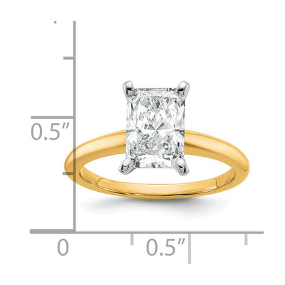 14K Two-Tone Gold Two-tone 2 carat Certified Lab Grown Diamond VS+ F+ Radiant Solitaire Complete Engagement Ring